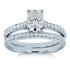 Radiant Moissanite and Diamond Square Shank Trellis 2-Piece Bridal Rings Set 1 3/5 TCW 14k White Gold